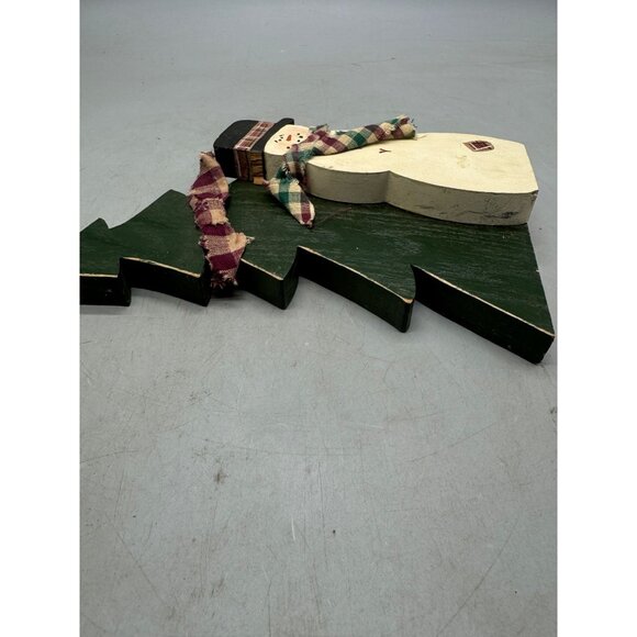 Handmade Wooden Snowman & Christmas Tree Holiday Decor 9.5" Tall READ - Picture 7 of 8